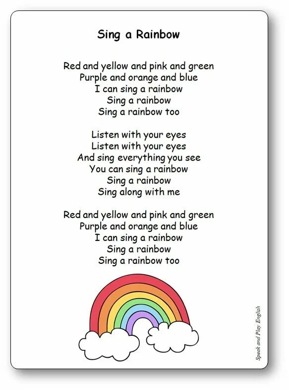 Песня i can Sing a Rainbow. Poem about Rainbow. Poem for Rainbow. I can Sing a Rainbow текст. Песня i sing a song