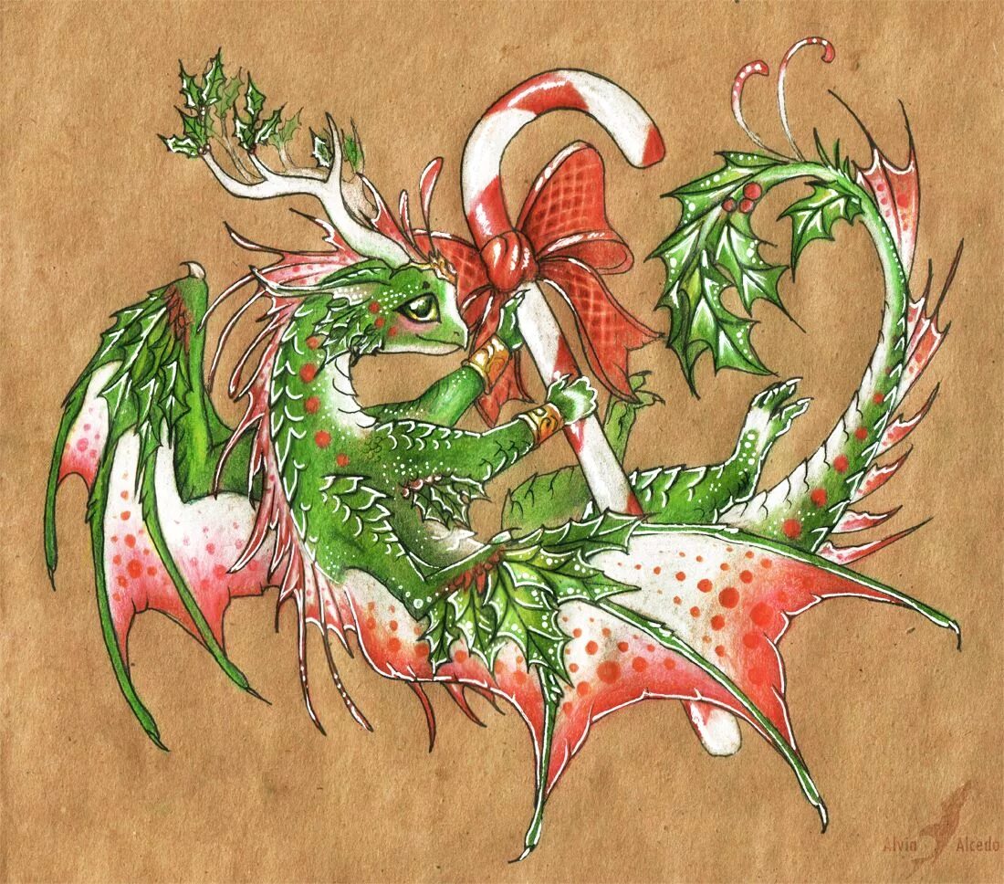 Открытка с новым годом дракона. Новогодний дракон. Рождественский дракон. Дракон с цветами. Новогодние Мифические существа.