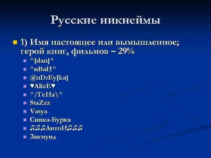 Прозвища как вид антропонимов проект Nickname как особая разновидность современных антропонимов проект