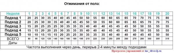 Подходы на отжимания от пола таблица. Программа отжиманий на 30 недель. Программа отжиманий от пола на 30 дней для мужчин таблица. Таблица отжиманий от пола на 30 недель. Нормы отжимания мальчики