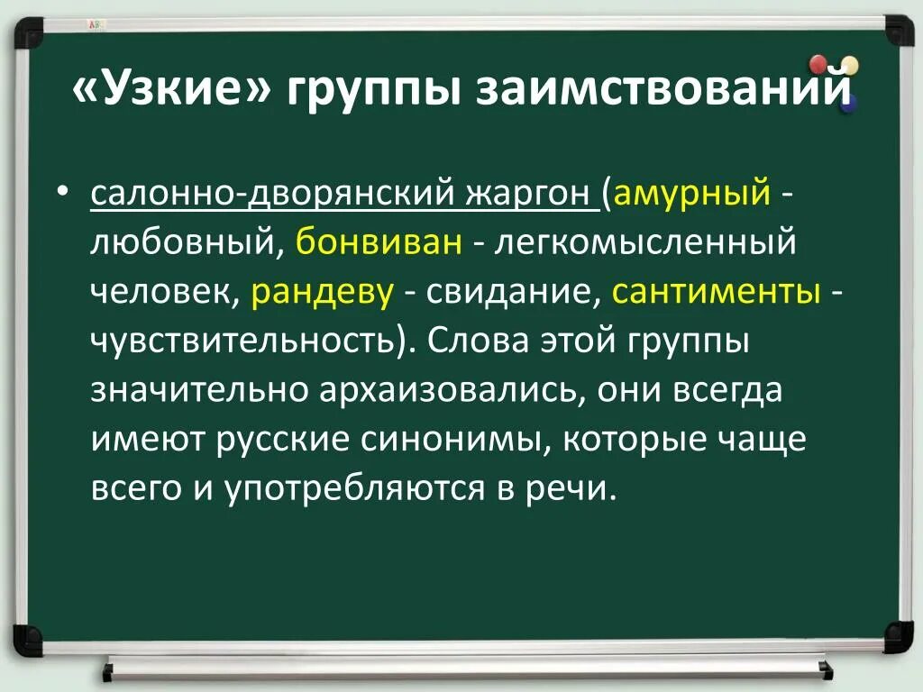 Русские синонимы к заимствованным словам. Узкие группы заимствований. Группы заимствованных слов. Дворянский жаргон. Легкомысленный человек синоним.