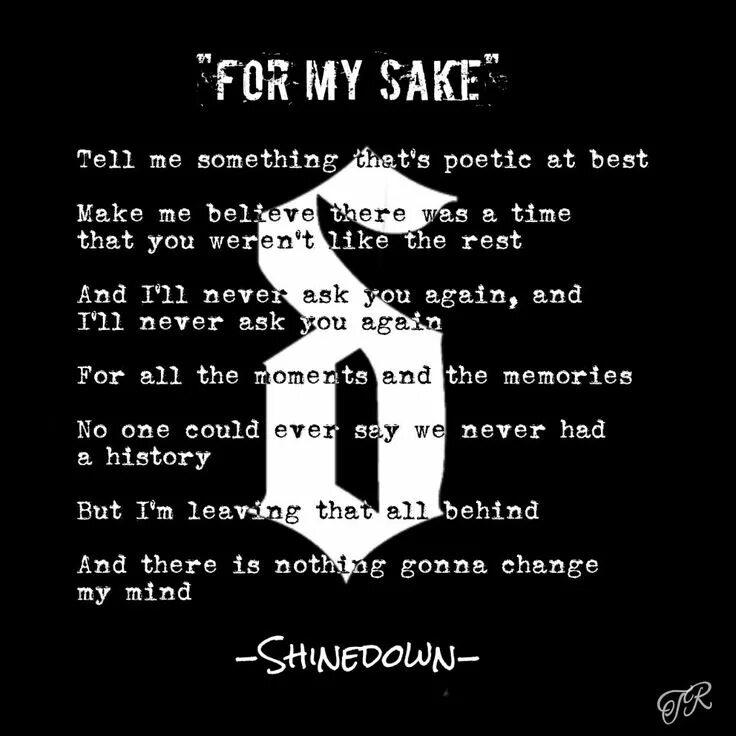 Art for heart s sake текст. Shinedown - for my sake. for my sake. shinedown обложка. shinedown us and them.
