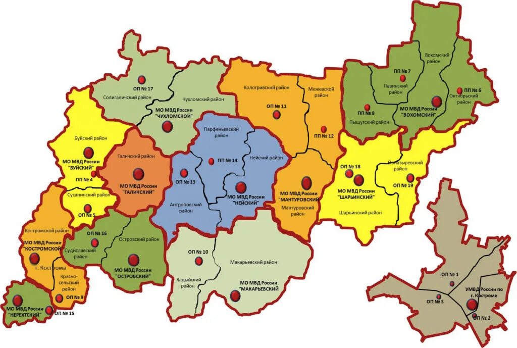 Административная карта Костромской области. Карта Костромской области с районами. Карта Костромской области по районам. Костромской район на карте России. 10 любых областей