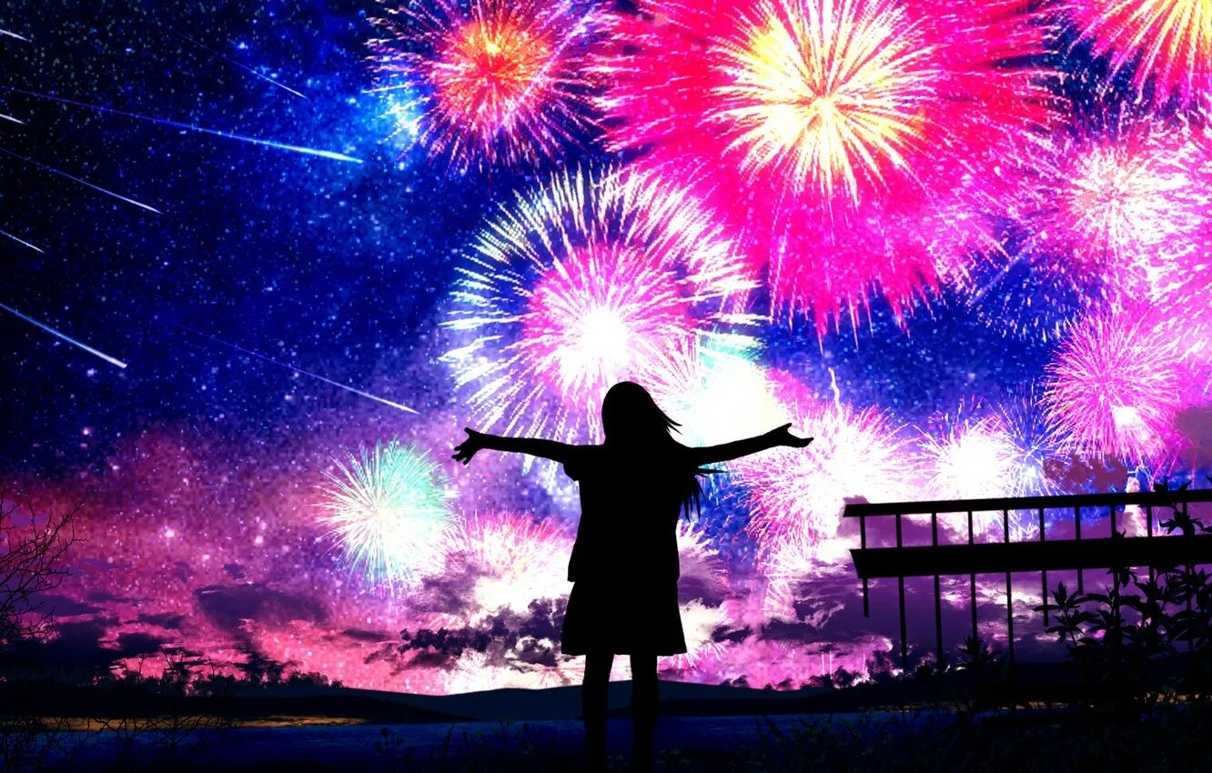 Радующиеся звезда. Красивая звезда. Космос звезды. Девушка на фоне салюта. Космос звезды.