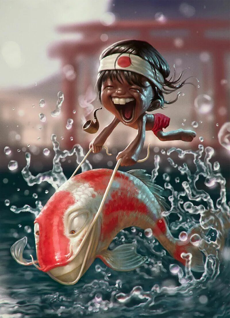 Смешной арт. Покемон детектив пикачу. Маленькая девочка и монстр. Прикольные арты. Художник тиаго хойсела.