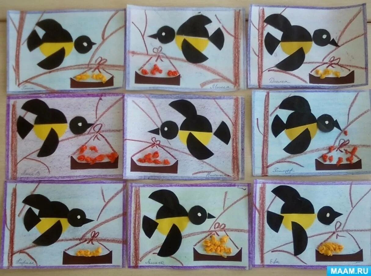 Аппликация синичка. Птичка аппликация для детей средней группы. Аппликация синица в средней группе. Синица из бумаги для дошкольников. Аппликация синичка в старшей группе.