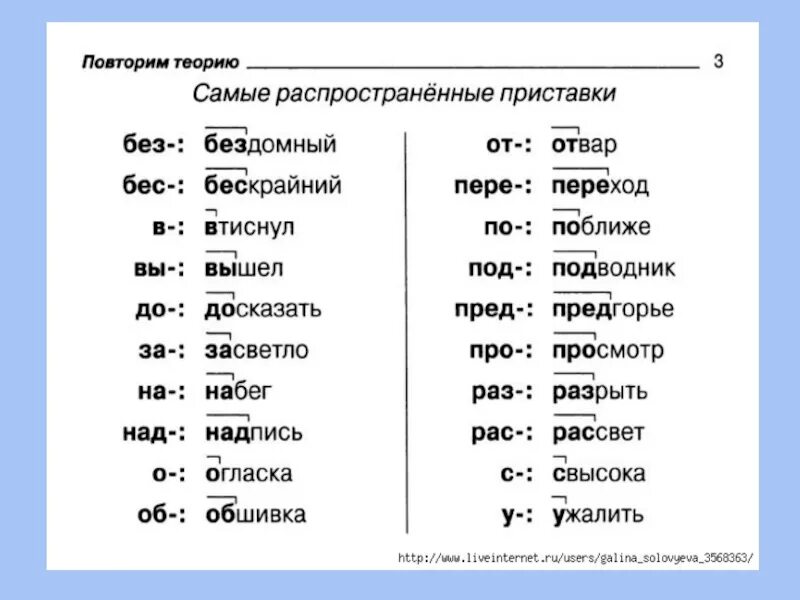 Приставка в слове в третьих