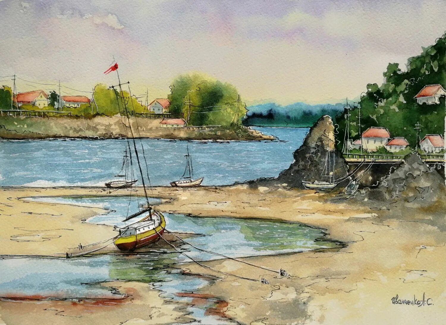 Деревня акварелью. Поселок акварель. Поселок акварель. Домик акварелью. Карта поселка акварель.