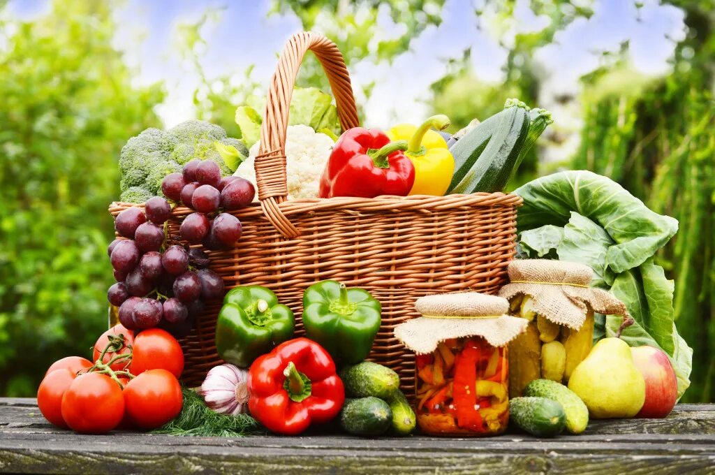 Лето время овощей и фруктов. Корзинка с овощами. Корзина с овощами и фруктами. Овощи и ягоды. Осенний огород.