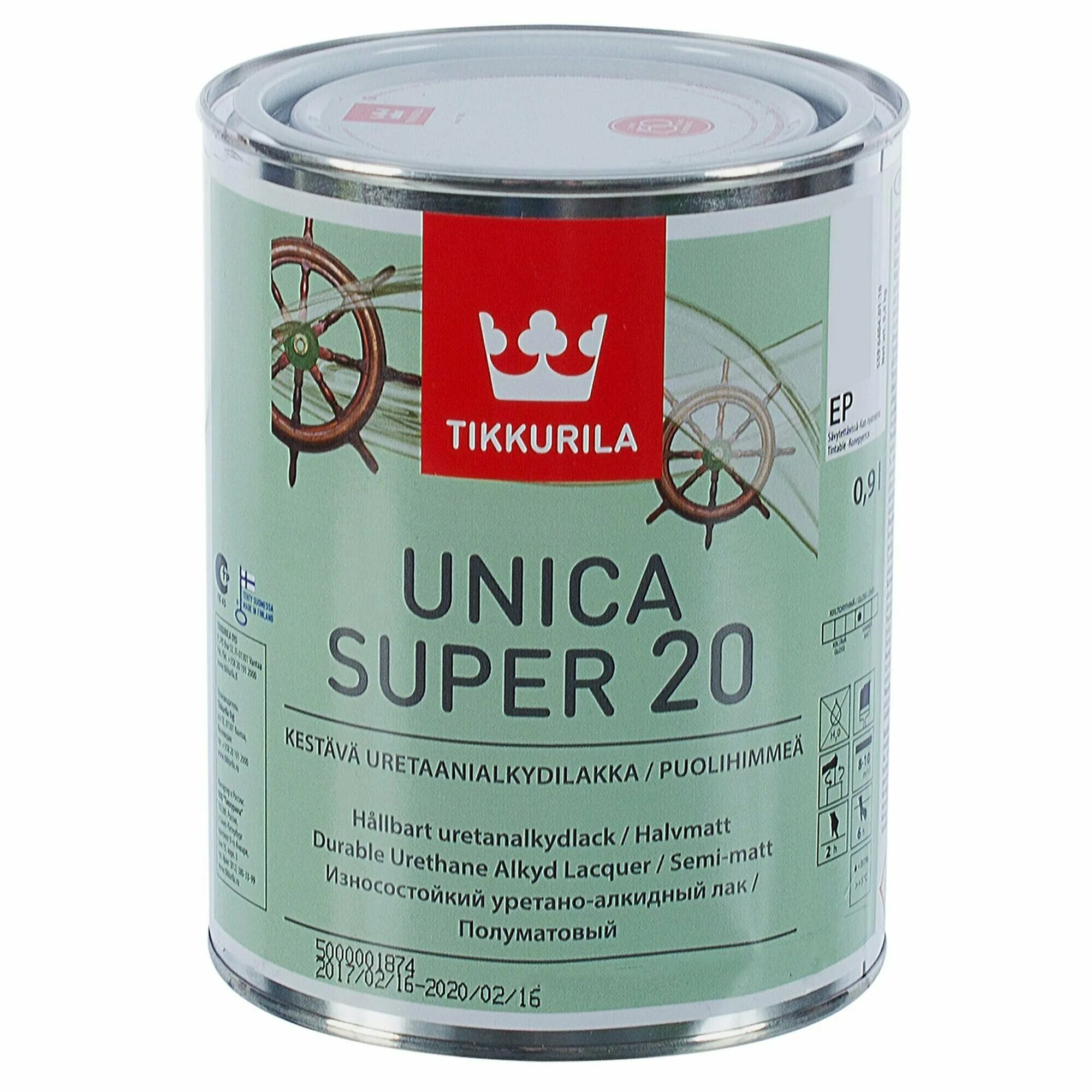 лак глянцевый tikkurila unica super ep. лак тиккурила уника супер. 9 л) полиакриловый. яхтный лак tikkurila unica super 20. лак tikkurila unica super 20.