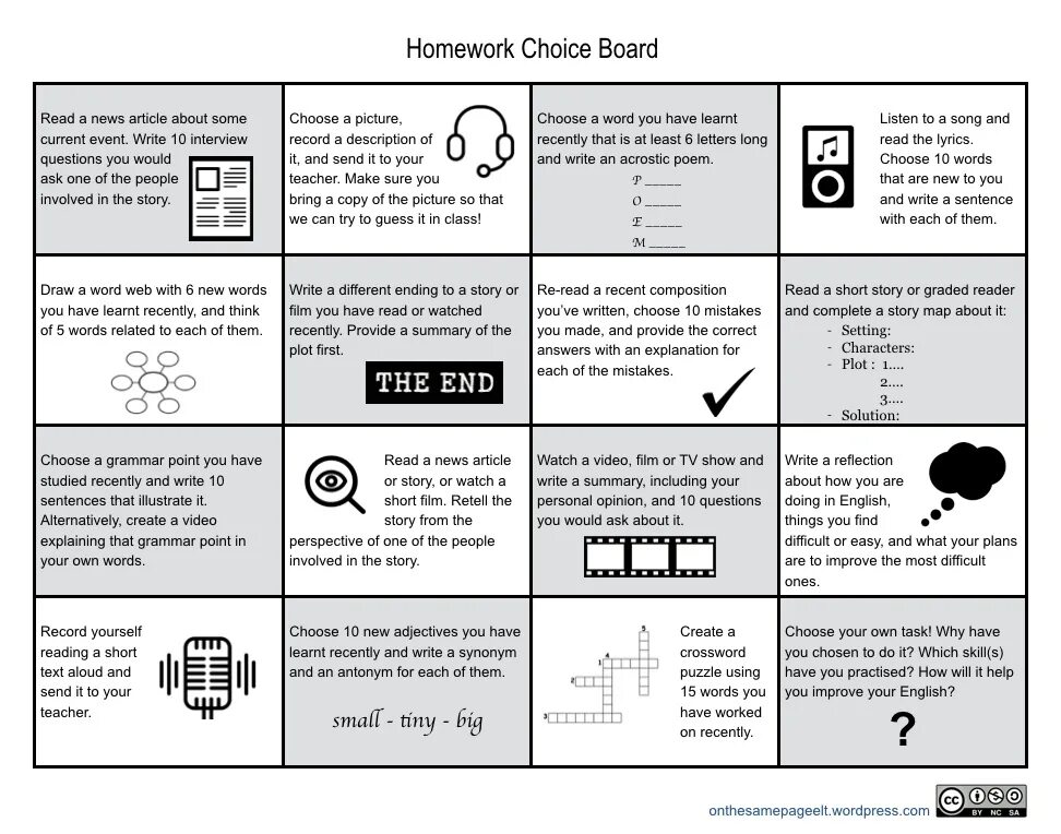 These are difficult sentences. Story to retell in English. Stories to read in English. Choice Board. Short stories in English.