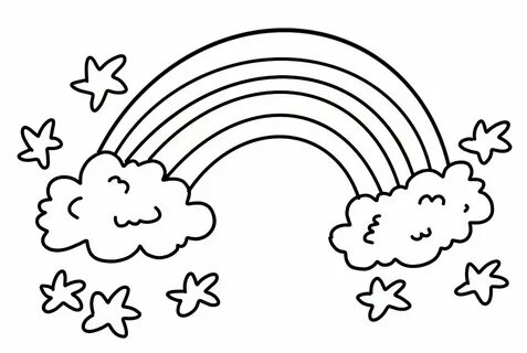 Colouring: Rainbow and Stars - Rooftop Post Printables