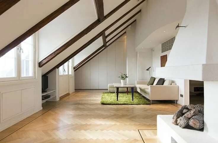 Pin on Интерьер деревянного дома Attic living rooms, Living room decor modern, H
