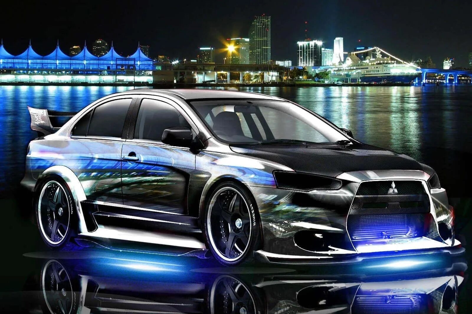 Tuning car studio. Mitsubishi Lancer Evolution 10 неон. Mitsubishi Lancer x с неоном. Mitsubishi Lancer Tuning 2015. Mitsubishi Lancer Evolution x ночью.