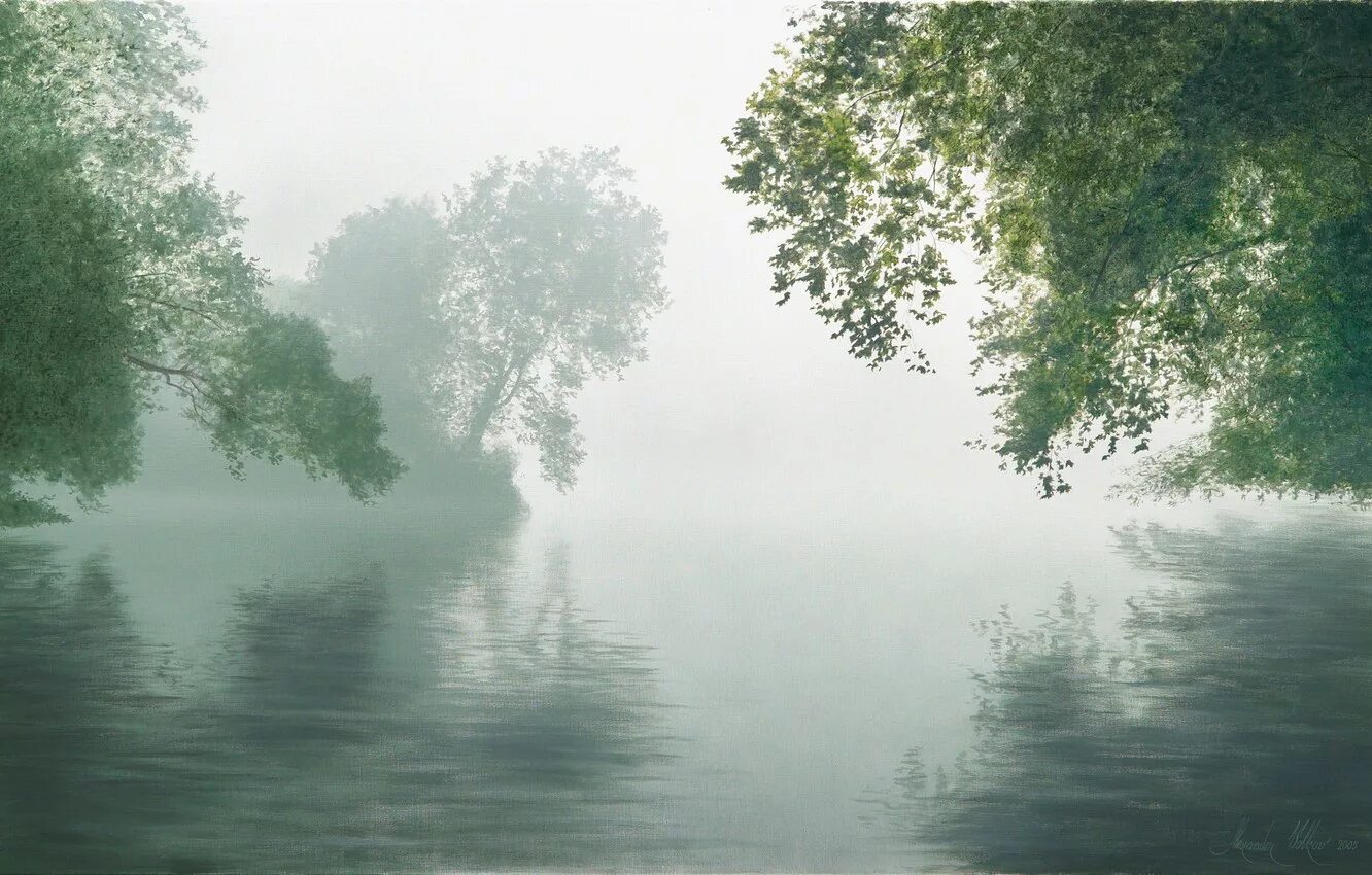 Бежит река в тумане тая слушать. Озеро в тумане. Туманный пейзаж. Туман на реке. Туман над рекой.