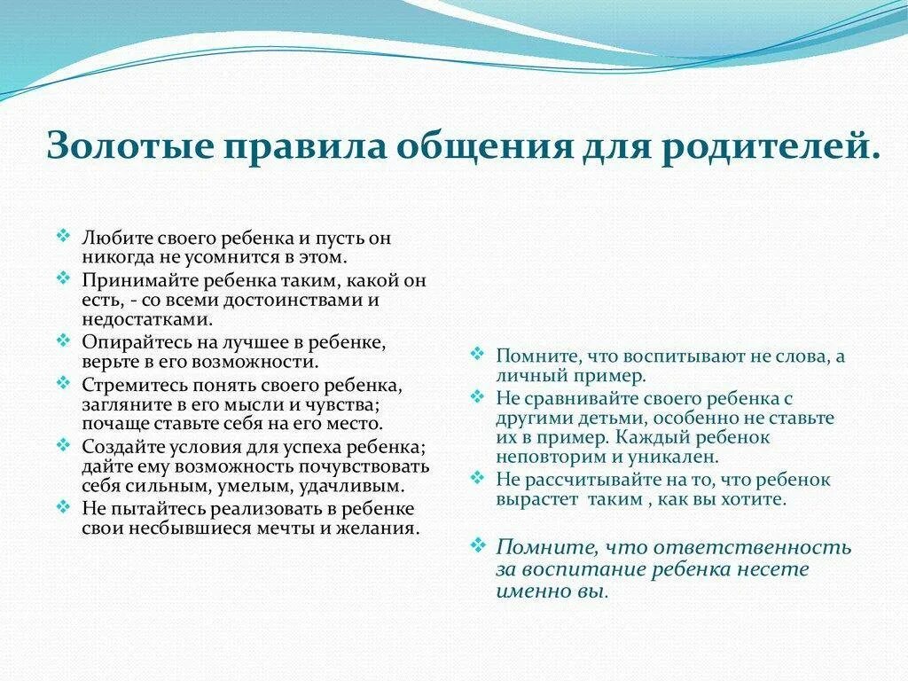 Рекомендации по общению с ребенком. Правило общения с родителями. Правила общения с родителями для детей. Золотые правила общения.