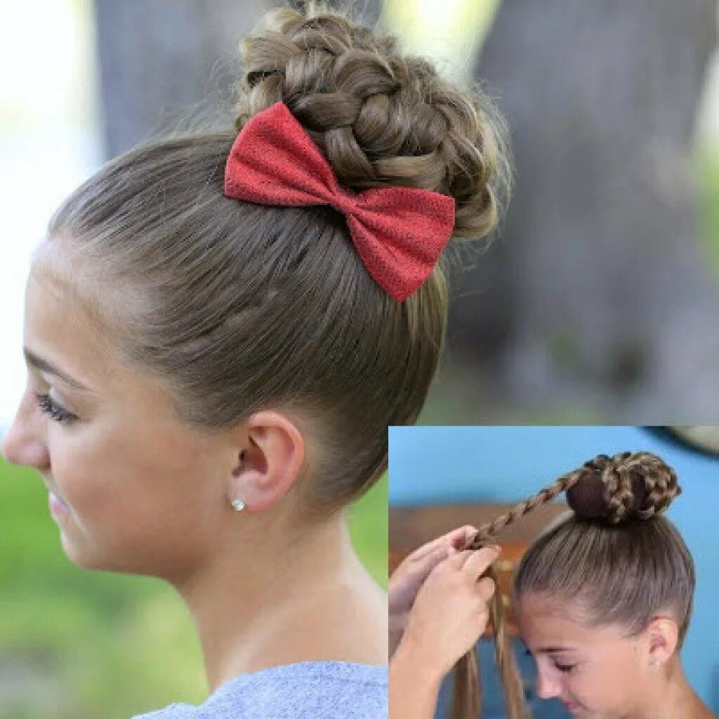Классическая бабетта с бубликом. Бабетта гладкий пучок. Причёски с одной резинкой. Как сделать кичку девочке. Причёски с бубликом на длинные волосы.