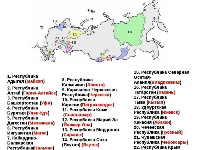 Почему автономная республика. Столицы республик РФ. 22 Республики России со столицами. 22 Республики России на карте со столицами. Карта республик РФ со столицами.