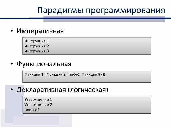 Функциональные системы программирования. Парадигмы программирования. классификация парадигм программирования. императивная парадигма программирования. структурная парадигма программирования.