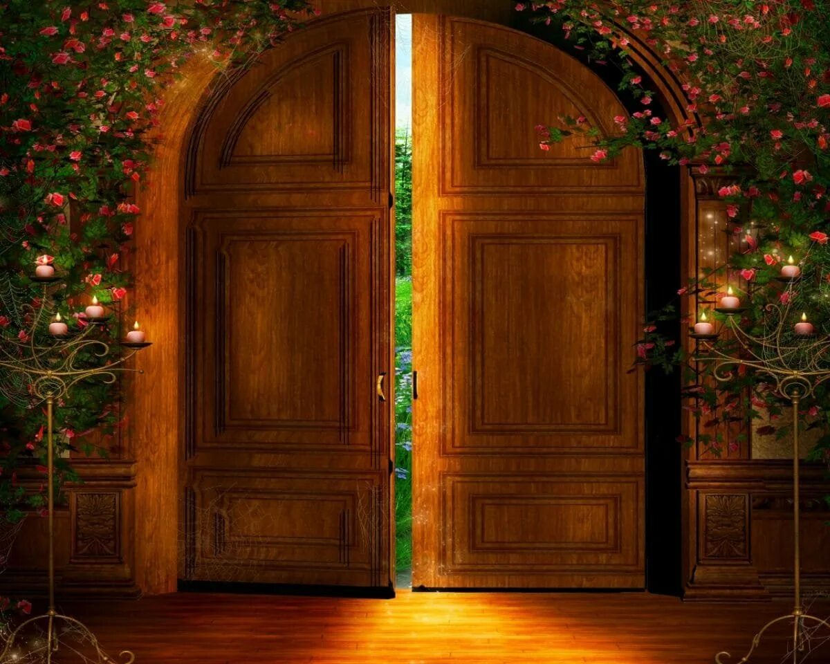 Дверь в сказку. Сказочная дверь. Открытые двери. Волшебная дверь. Открытые красивые двери