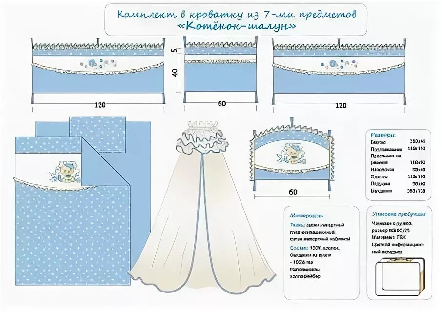 Размеры белья детской кроватки