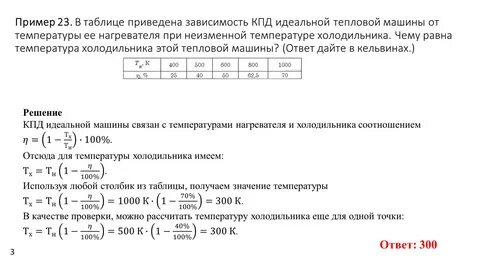 Температура нагревателя и холодильника идеальной тепловой машины