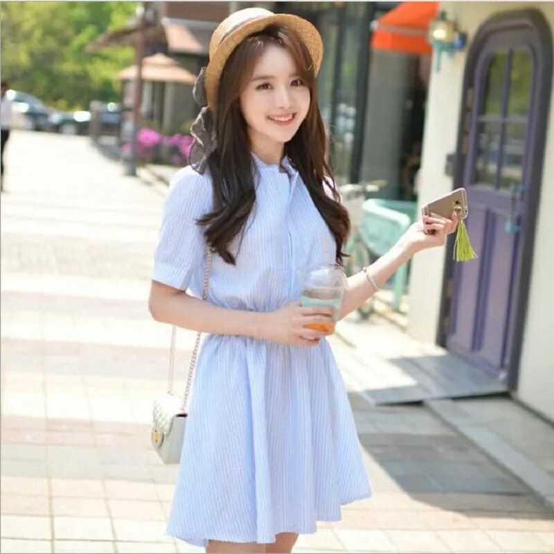 милое платье. корейские девушки в платьях. корейская голубая одежда. корейская голубой. корейская голубой.