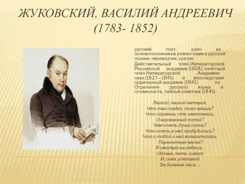 Жуковский 1783-1852. Жуковского Василия Андреевича 1783-1852. 3 произведения жуковского