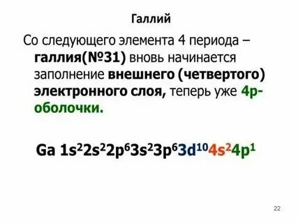 Галлий электронная конфигурация атома