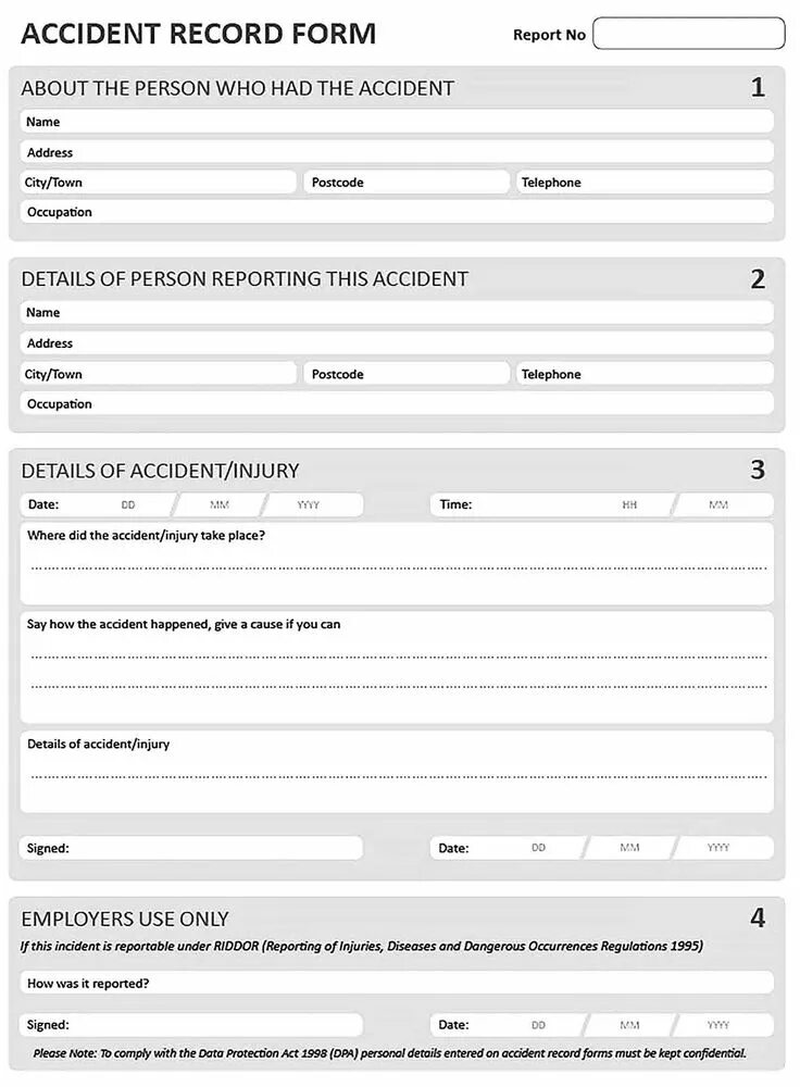 Record form. Report шаблон. no incident airliner report form. police report canada document.
