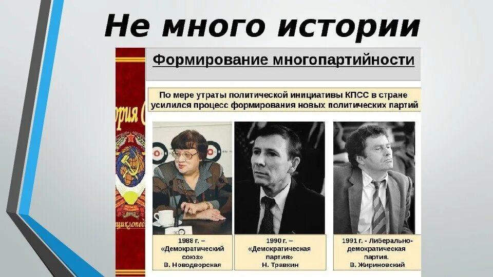 Образование основных политических партий. Формирование многопартийности. политические партии перестройки. демократическая партия 1990 г. многопартийность в ссср.