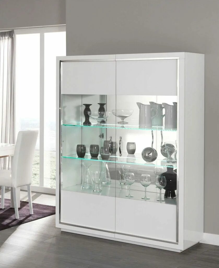 Витрины белого цвета. Шкаф-витрина Modern b820. Витрина Glass Showcase h 1800. Шкаф витрина Кензо белый глянец. Современный буфет для посуды.