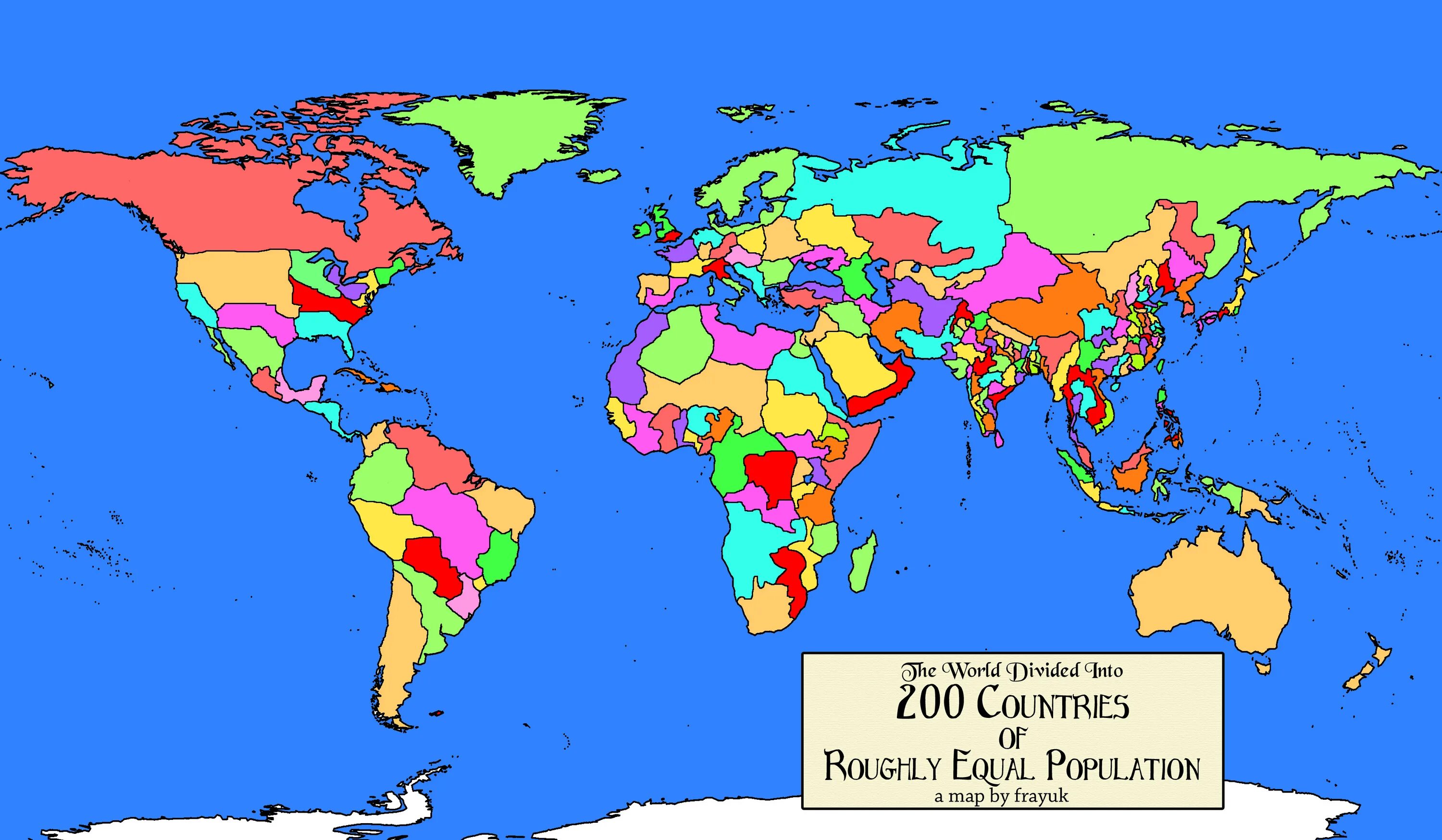 Карта стран 200. A World divided. World population Map. Карта популяции населения.