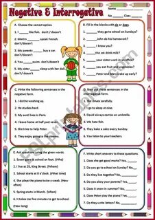 Negative sentences exercises