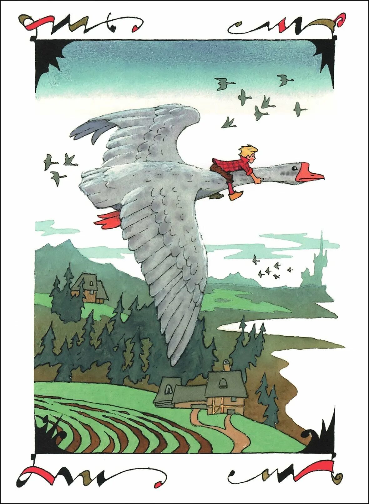 Иллюстрации Лагерлеф сказочное путешествие Нильса с дикими гусями. С.лагерлёф чудесное путешествие Нильса с дикими гусями иллюстрации. Путешествовал на гусе