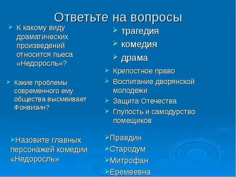 Произведение недоросль вопросы. Вопросы по комедии Недоросль. Вопросы по произведению Недоросль. Вопросы по недорослю. Вопросы к комедии Недоросль.