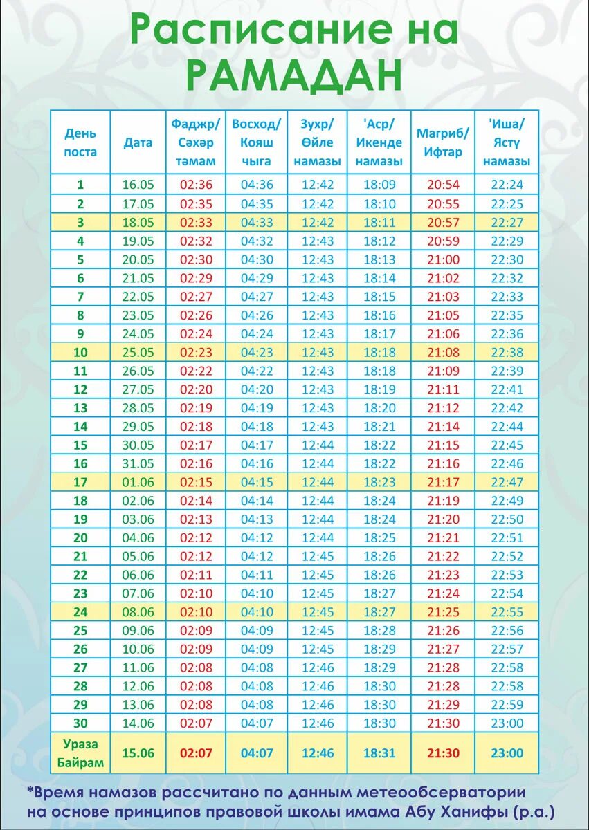 Расписание Рамазан. Расписание уразы. График намаза Рамазана. Календарь намаз Рамадан.