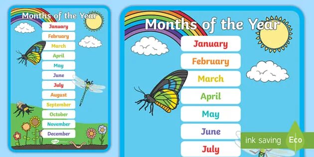 Months of the year. Month. Months of the year in English. English month плакат. The first month of the year