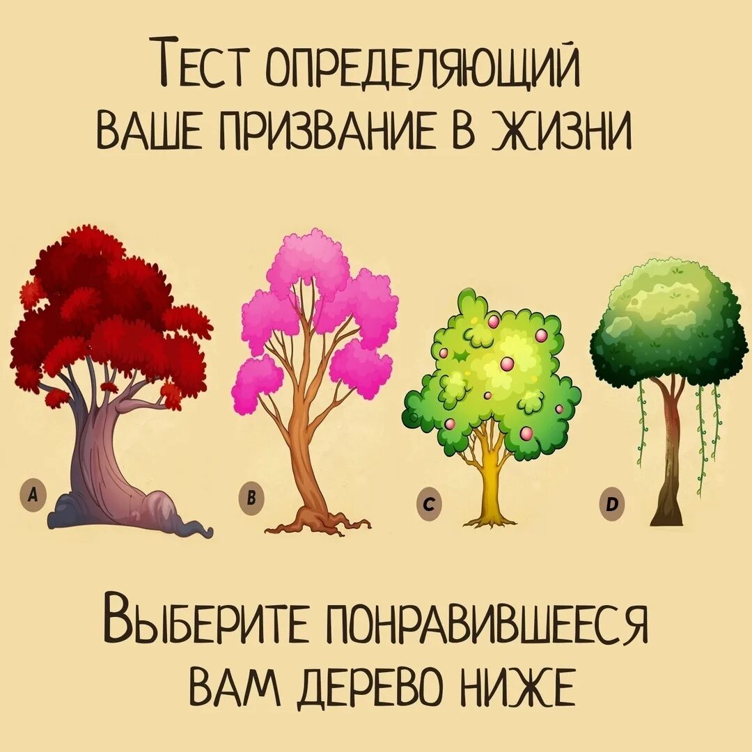 Выбирайте дерево и живите. Тест что вам не хватает в жизни деревья. Тест чего не хватает в жизни. Психологические тесты.