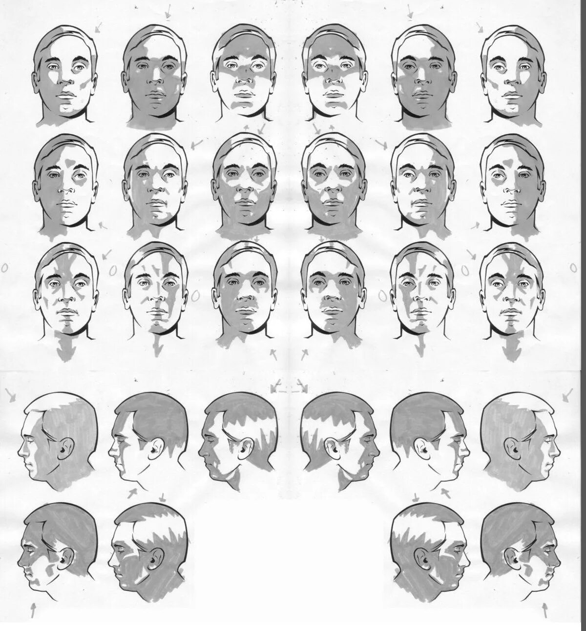 Образ¬ные воз-можно¬сти осве-щения в портре-те. Наброски головы с различным освещением. Референс освещение лица сбоку. Упражнение «портрет самого лучшего друга». Рисование теней на лице.