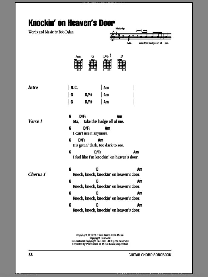Heaven s песня. Knock Knock knocking on Heaven's Door текст. Knocking on Heaven's Door на гитаре. Knockin on Heaven's Door аккорды. Боб Дилан Knockin on Heaven's Door аккорды.