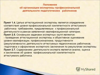 Экспертиза деятельности педагогических работников