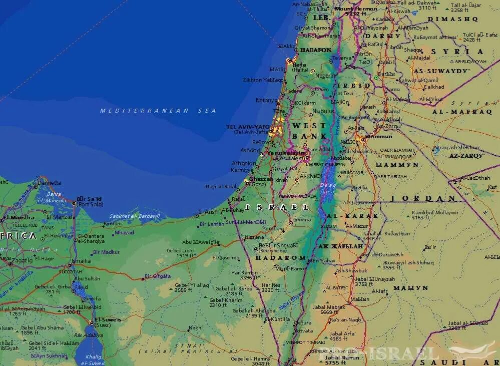 Где на карте город иерусалим. Расположение Израиля на карте.
