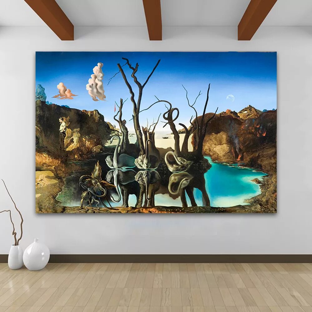 Сальвадор дали лебеди, отражающиеся в слонах. Salvador Dali Swans reflecting Elephants. Dali Swans reflecting Elephants Painting. Сальвадор дали картины лебеди отраженные в слонах.