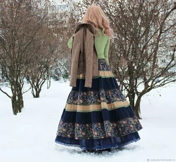Теплая длинная юбка на зиму
