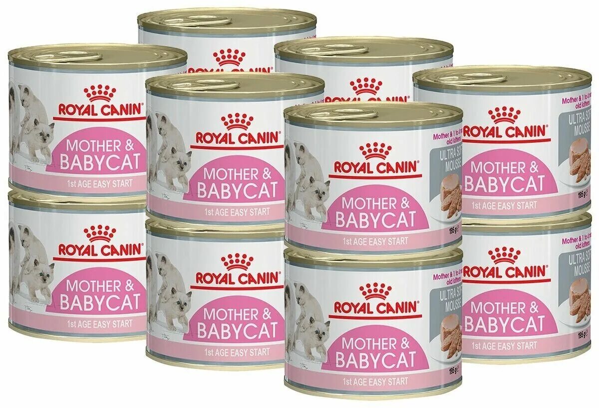 Корм для беременных и кормящих кошек. Консервы для котят Роял Канин mother Babycat. Royal Canin Babycat паштет. Mother Babycat Royal Canin мусс. Влажный корм Royal Canin mother & Babycat (Babycat Instinctive canned) 195 г (мусс).