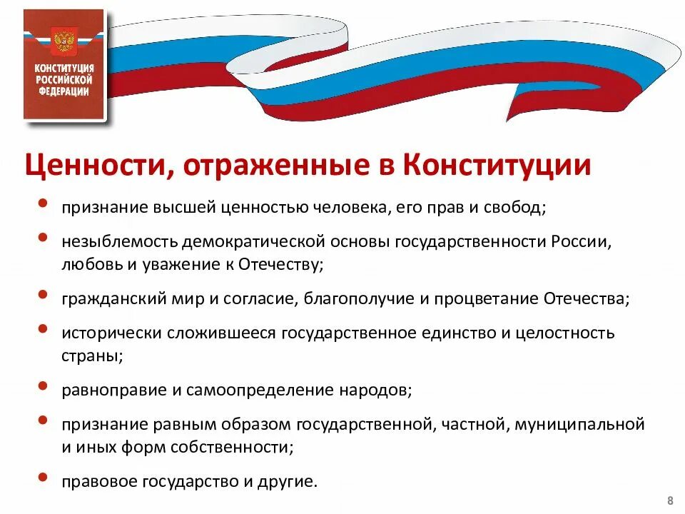 В конституции рф россия названа. Ценности Конституции. Ценности Конституции РФ. Основные конституционные ценности. Конституция РФ социально ценностная.