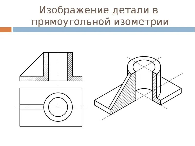 Аксонометрическая проекция детали с вырезом 1/4. Построить прямоугольную изометрию с аксонометрическим вырезом.. Изометрическая аксонометрическая проекция детали. Прямоугольная аксонометрическая проекция детали. Вырез 4 части