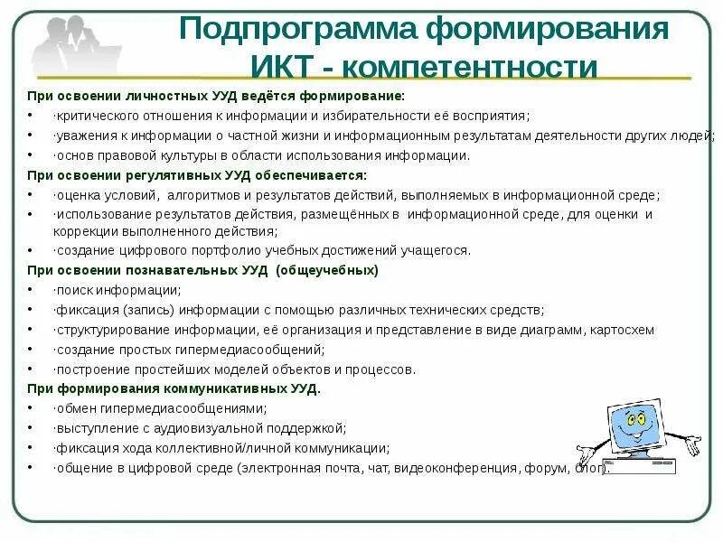 Икт в формировании ууд. Ууд зож. программа формирования универсальных учебных действий. технологическая карта формирования зож графическая. номенклатура ууд.