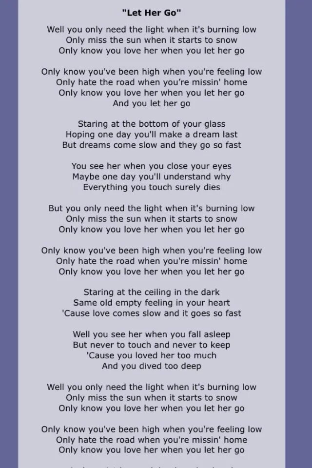 Let her go текст. Let her go Passenger текст. Let her go текст песни. Текст песни Let her go Passenger.